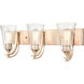 Natalie 3 Light 24 inch Modern Gold Vanity Light Wall Light